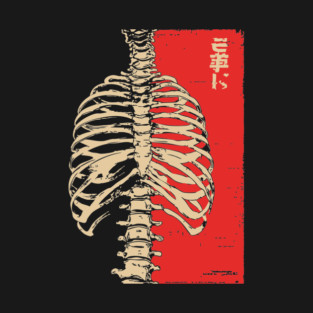 Yokai Spirits Skeleton | Chimimoryo Kanji Ribcage T-Shirt