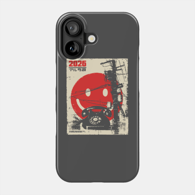 Welcome 2026 - Brutalist Industrial Smiley Face Phone Case by TuncGK