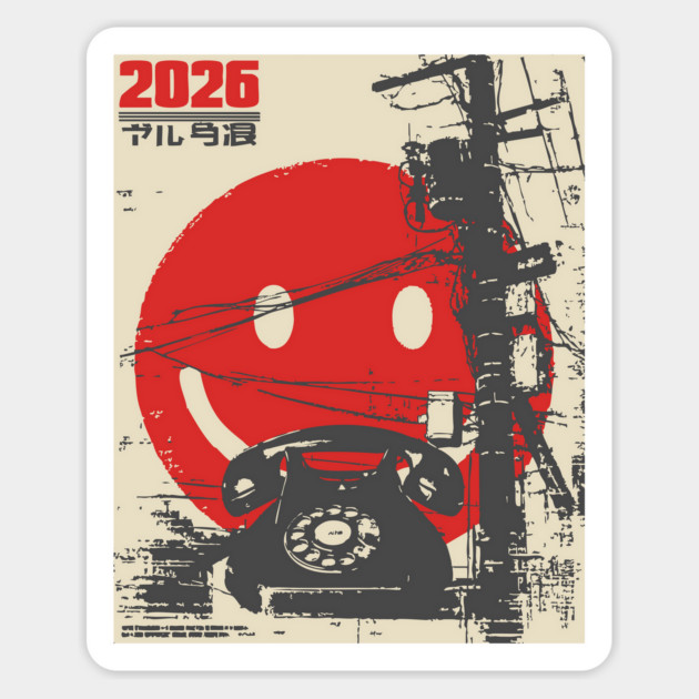 Welcome 2026 - Brutalist Industrial Smiley Face Magnet by TuncGK