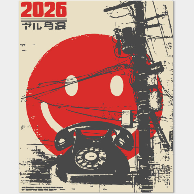 Welcome 2026 - Brutalist Industrial Smiley Face Wall Art by TuncGK