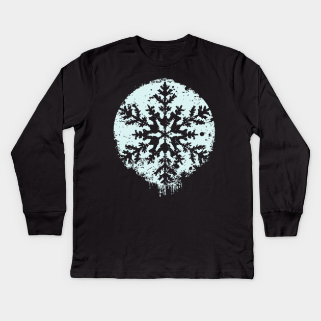 Minimalist Winter Snowflake | Geometric Snow Design Kids Long Sleeve T-Shirt by TuncGK