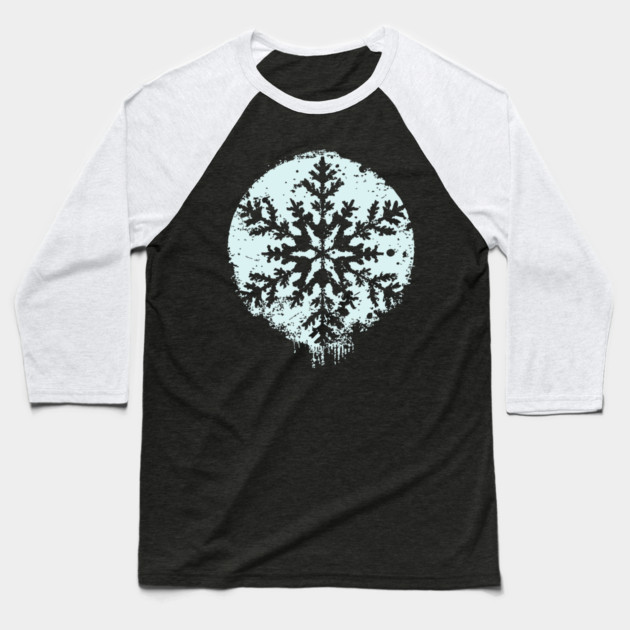 Minimalist Winter Snowflake | Geometric Snow Design Baseball T-Shirt by TuncGK