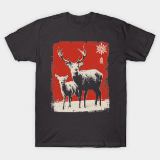 Solitary Winter Stag | Rustic Christmas Deer T-Shirt