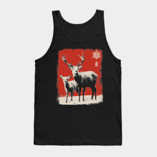 Solitary Winter Stag | Rustic Christmas Deer Tank Top