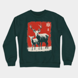 Solitary Winter Stag | Rustic Christmas Deer Crewneck Sweatshirt