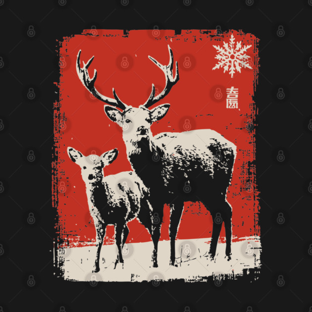 Solitary Winter Stag | Rustic Christmas Deer by TuncGK