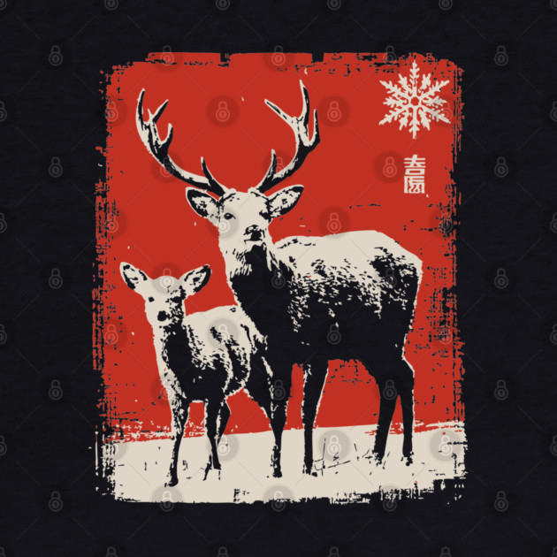 Solitary Winter Stag | Rustic Christmas Deer by TuncGK