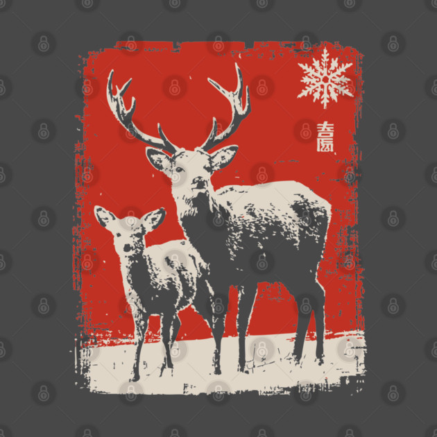 Solitary Winter Stag | Rustic Christmas Deer by TuncGK