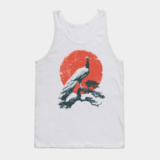 Japanese Peacock and Sun | Vintage Ukiyo-e Bird Tank Top