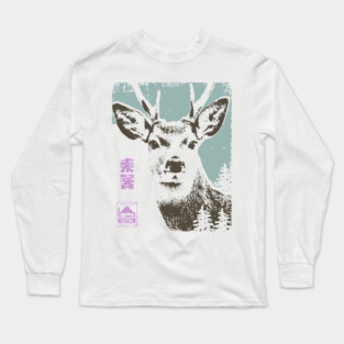 Japanese Stag | Mount Norikura Winter Deer Long Sleeve T-Shirt