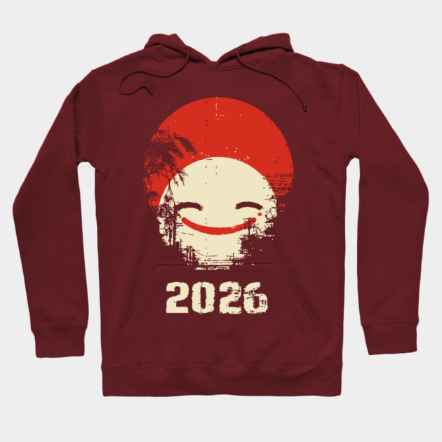 Grunge Smile | Distressed Japanese Pop Art Face Hoodie by TuncGK