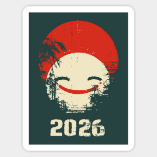 Grunge Smile | Distressed Japanese Pop Art Face Magnet