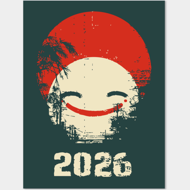 Grunge Smile | Distressed Japanese Pop Art Face Wall Art by TuncGK