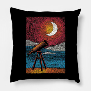 Stargazer's Telescope | Vintage Astronomy Night Sky Pillow