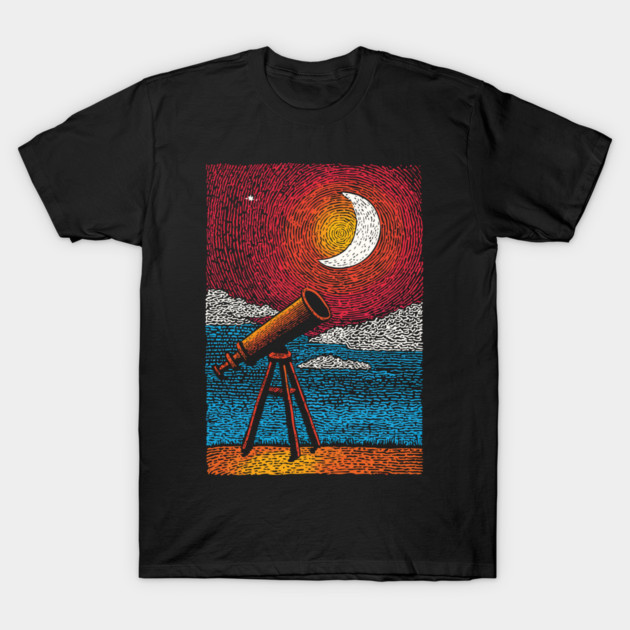 Stargazer's Telescope | Vintage Astronomy Night Sky T-Shirt by TuncGK