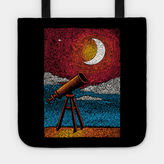 Stargazer's Telescope | Vintage Astronomy Night Sky Tote by TuncGK