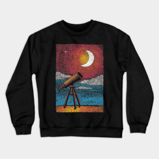 Stargazer's Telescope | Vintage Astronomy Night Sky Crewneck Sweatshirt