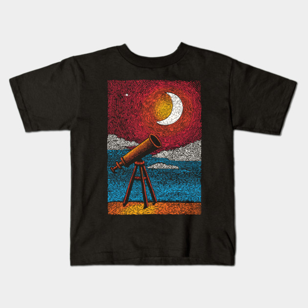 Stargazer's Telescope | Vintage Astronomy Night Sky Kids T-Shirt by TuncGK