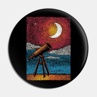 Stargazer's Telescope | Vintage Astronomy Night Sky Pin
