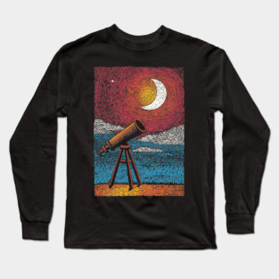 Stargazer's Telescope | Vintage Astronomy Night Sky Long Sleeve T-Shirt