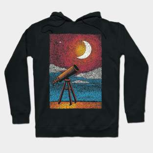 Stargazer's Telescope | Vintage Astronomy Night Sky Hoodie