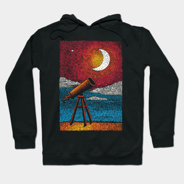 Stargazer's Telescope | Vintage Astronomy Night Sky Hoodie by TuncGK