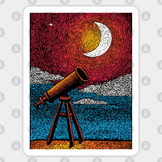 Stargazer's Telescope | Vintage Astronomy Night Sky Sticker by TuncGK