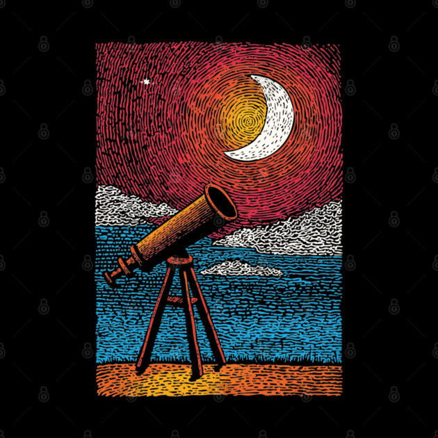 Stargazer's Telescope | Vintage Astronomy Night Sky by TuncGK