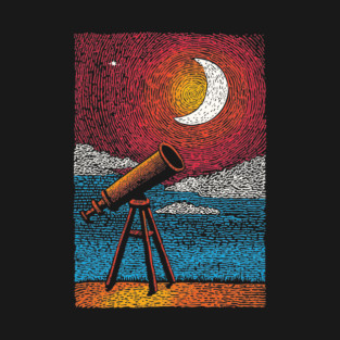 Stargazer's Telescope | Vintage Astronomy Night Sky T-Shirt