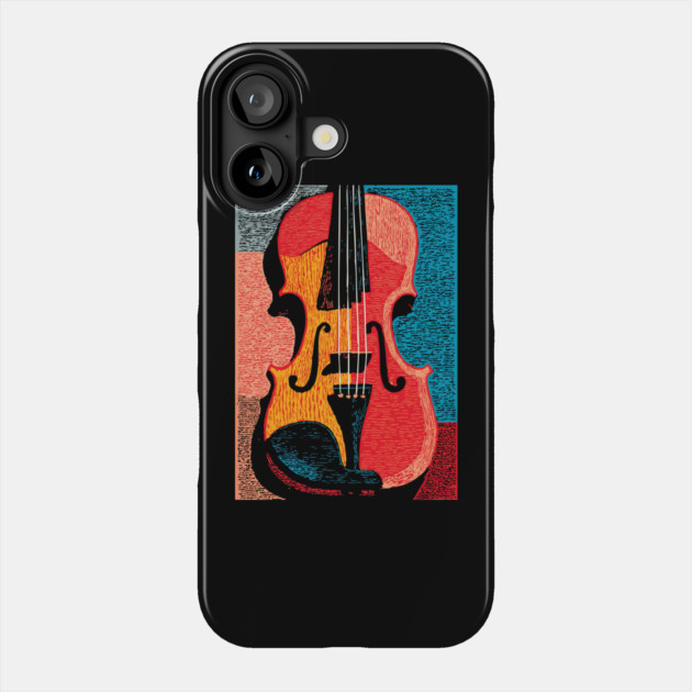 Abstract Violin | Modern Woodcut Musical Instrument Phone Case by TuncGK
