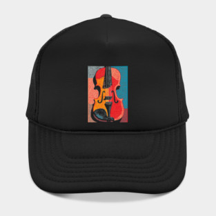 Abstract Violin | Modern Woodcut Musical Instrument Hat