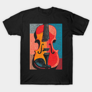 Abstract Violin | Modern Woodcut Musical Instrument T-Shirt
