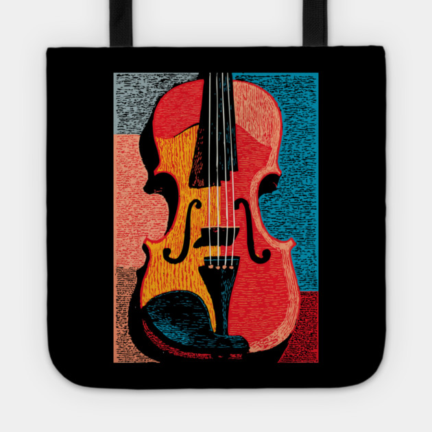 Abstract Violin | Modern Woodcut Musical Instrument Tote by TuncGK