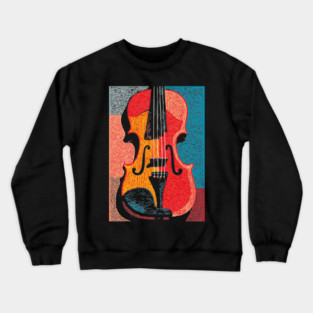 Abstract Violin | Modern Woodcut Musical Instrument Crewneck Sweatshirt