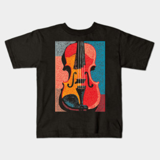Abstract Violin | Modern Woodcut Musical Instrument Kids T-Shirt