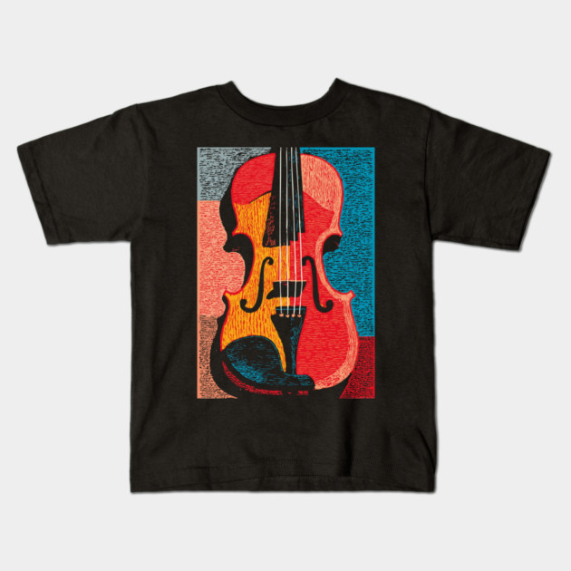 Abstract Violin | Modern Woodcut Musical Instrument Kids T-Shirt by TuncGK