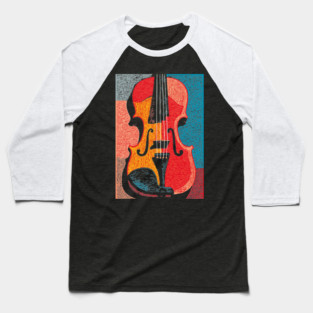 Abstract Violin | Modern Woodcut Musical Instrument Baseball T-Shirt