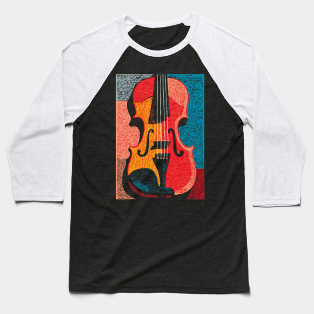 Abstract Violin | Modern Woodcut Musical Instrument Baseball T-Shirt by TuncGK