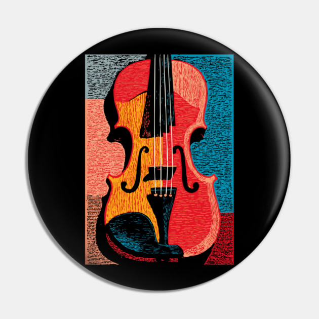 Abstract Violin | Modern Woodcut Musical Instrument Pin by TuncGK