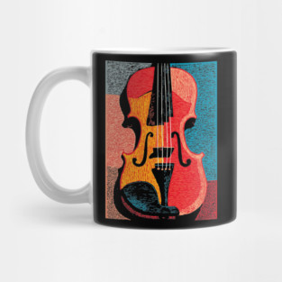 Abstract Violin | Modern Woodcut Musical Instrument Mug