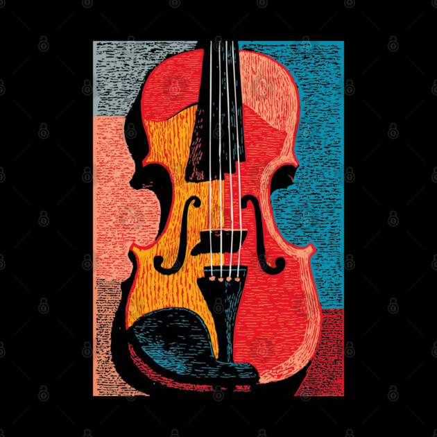 Abstract Violin | Modern Woodcut Musical Instrument by TuncGK