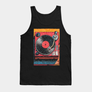Vintage Turntable | Retro Vinyl Record Player Art Tank Top