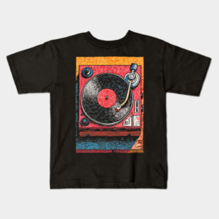 Vintage Turntable | Retro Vinyl Record Player Art Kids T-Shirt
