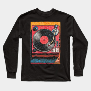 Vintage Turntable | Retro Vinyl Record Player Art Long Sleeve T-Shirt