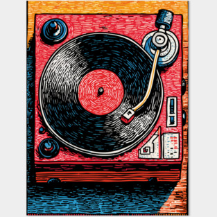 Vintage Turntable | Retro Vinyl Record Player Art Posters and Art