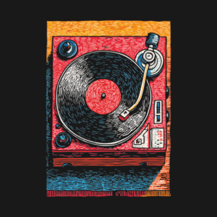 Vintage Turntable | Retro Vinyl Record Player Art T-Shirt