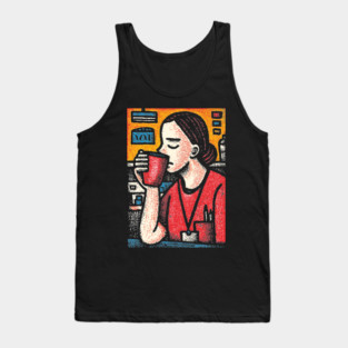 Morning Coffee Mood | Vintage Art of Nurse Drinking Tank Top