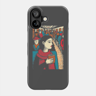 City Commuter | Woman on Subway Vintage Illustration Phone Case