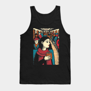 City Commuter | Woman on Subway Vintage Illustration Tank Top