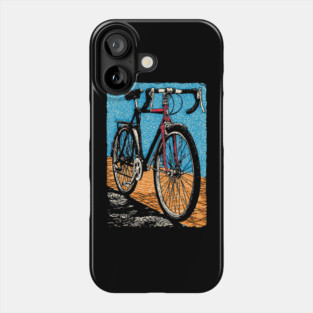 Retro Road Bike | Vintage Cycling Woodcut Art Phone Case